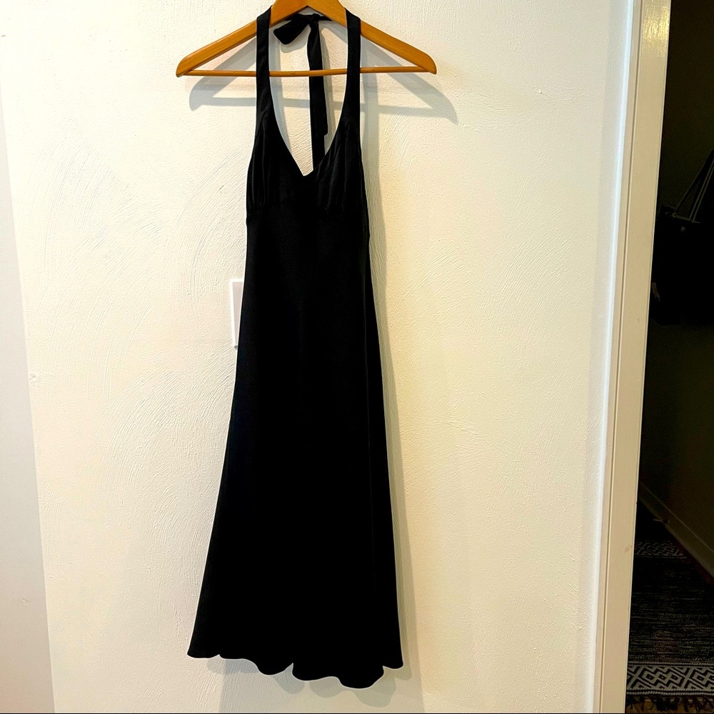 J. CREW black silk tricotine halter dress